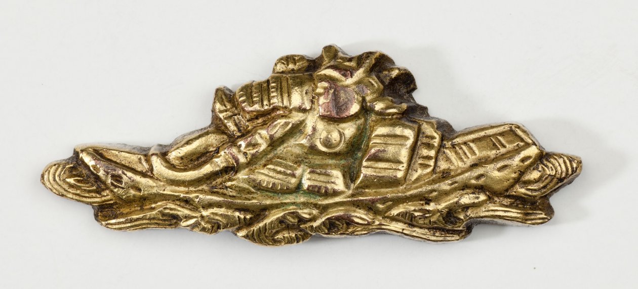 Menuki, eller greb ornament, i form af en samurai (kobber-guld legering med forgyldning) af Japanese School