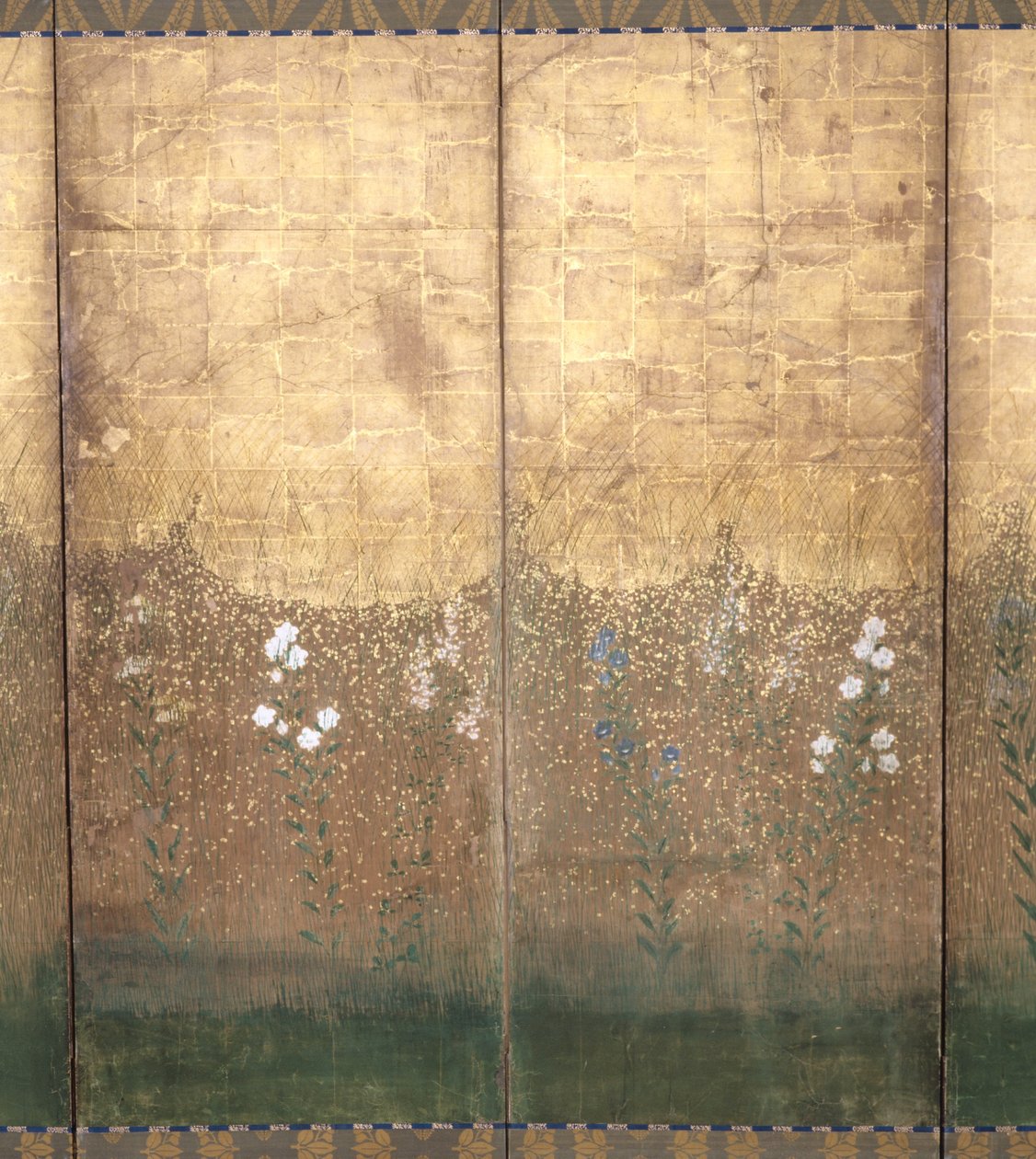 Moon In Musashi Plain (farve og guld på papir) af Japanese School