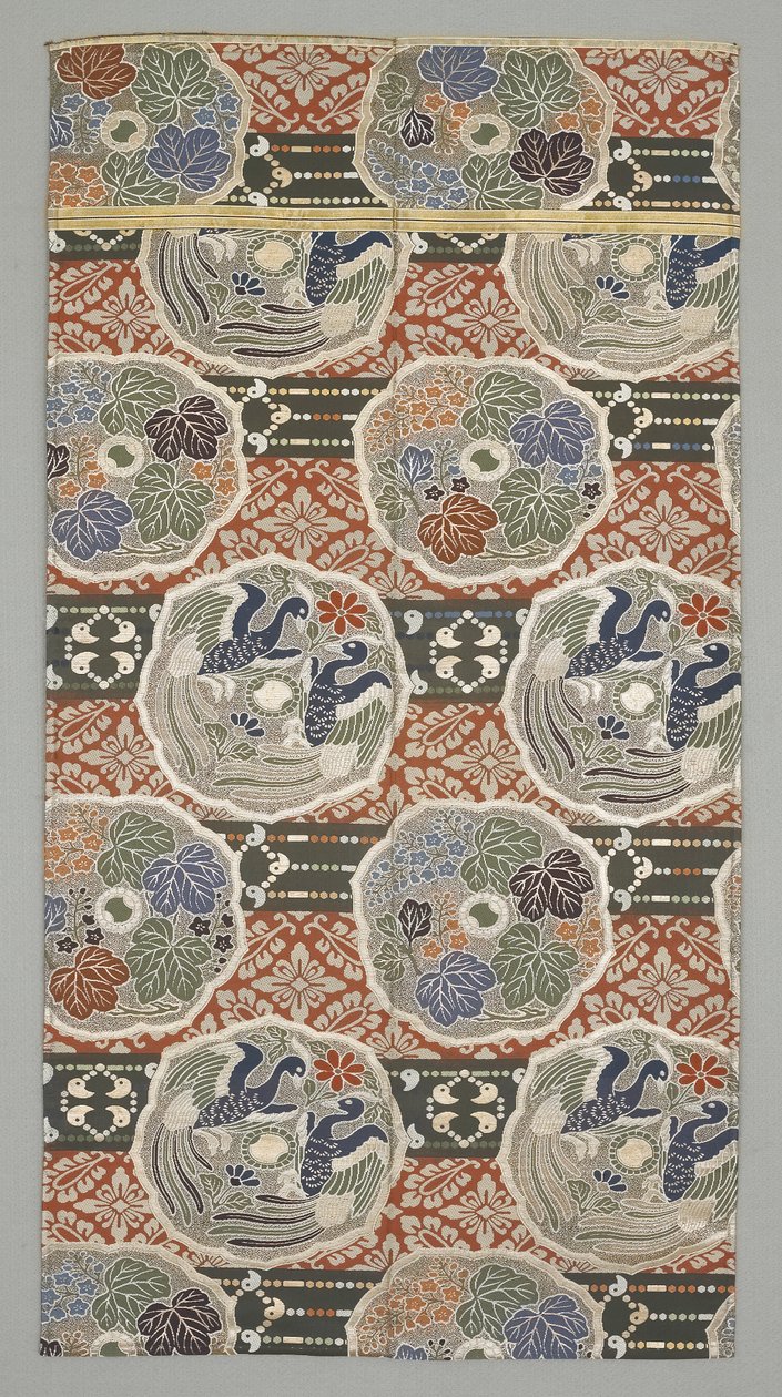 Obi Fragment, slutningen af det 19.-begyndelsen af det 20. århundrede (silkestof) af Japanese School