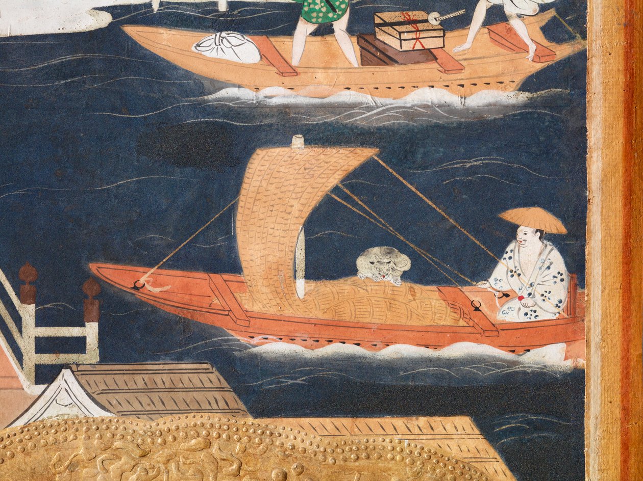 Osakazu Byobu - Japansk foldeskærm med otte paneler (maleri) af Japanese School