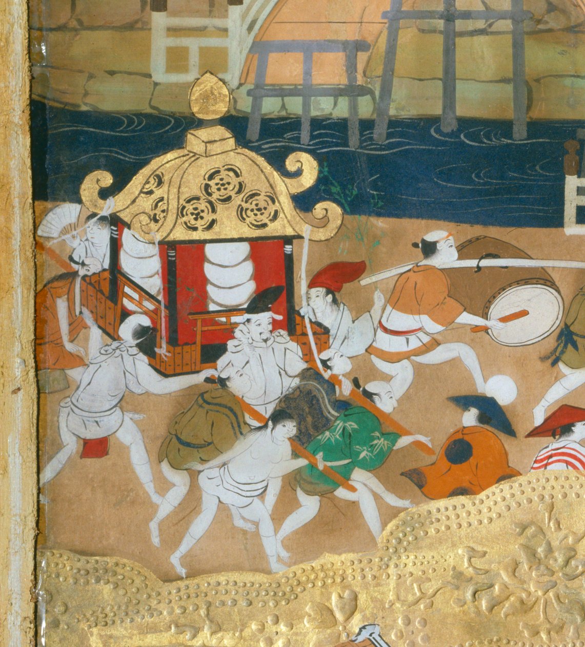 Osakazu Byobu - Japansk foldeskærm med otte paneler (maleri) af Japanese School