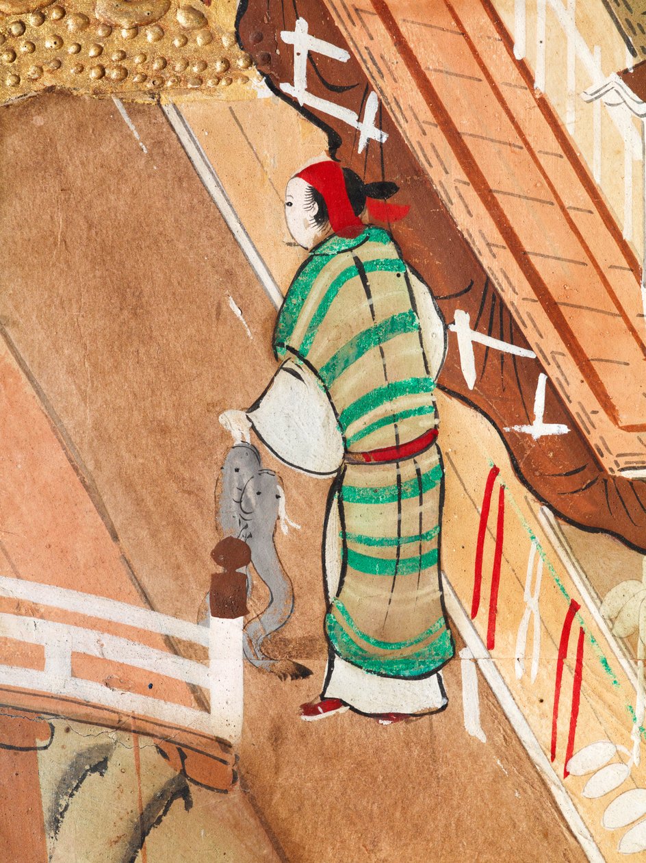 Osakazu Byobu - Japansk foldeskærm med otte paneler (maleri) af Japanese School