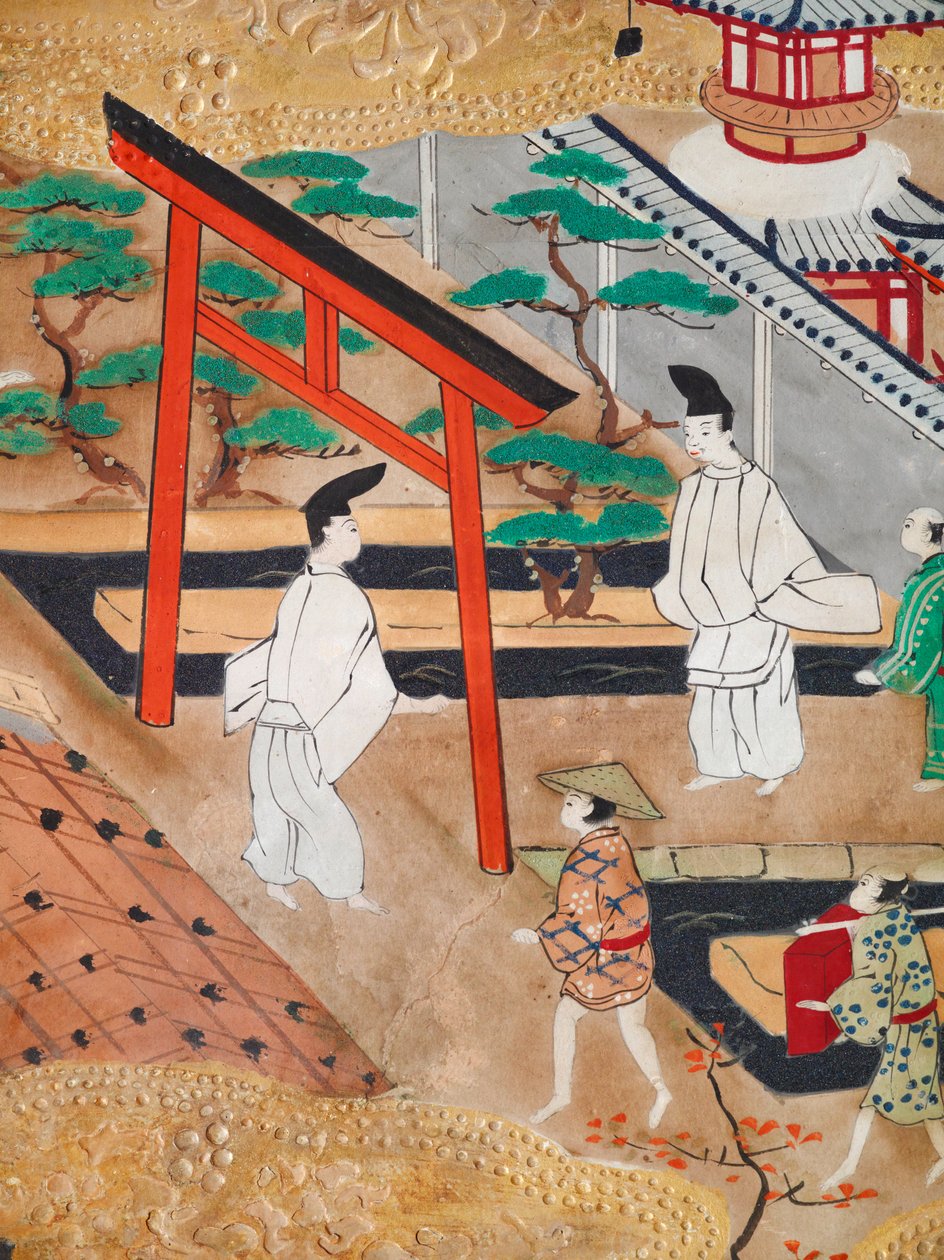 Osakazu Byobu - Japansk foldeskærm med otte paneler (maleri) af Japanese School