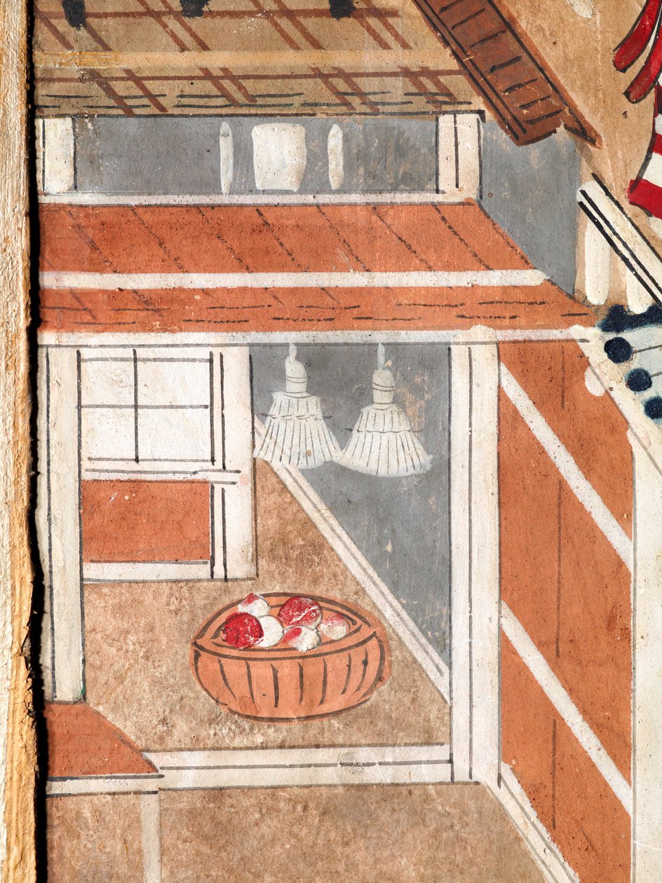 Osakazu Byobu - Japansk foldeskærm med otte paneler (maleri) af Japanese School