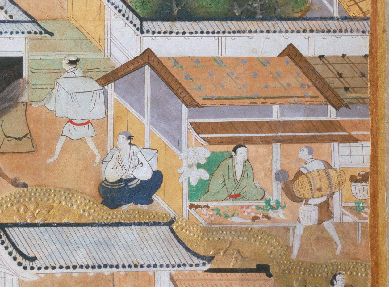 Osakazu Byobu - Japansk foldeskærm med otte paneler (maleri) af Japanese School