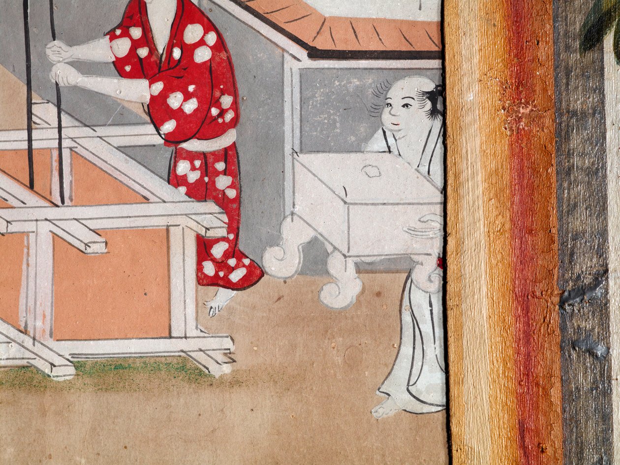 Osakazu Byobu - Japansk foldeskærm med otte paneler (maleri) af Japanese School