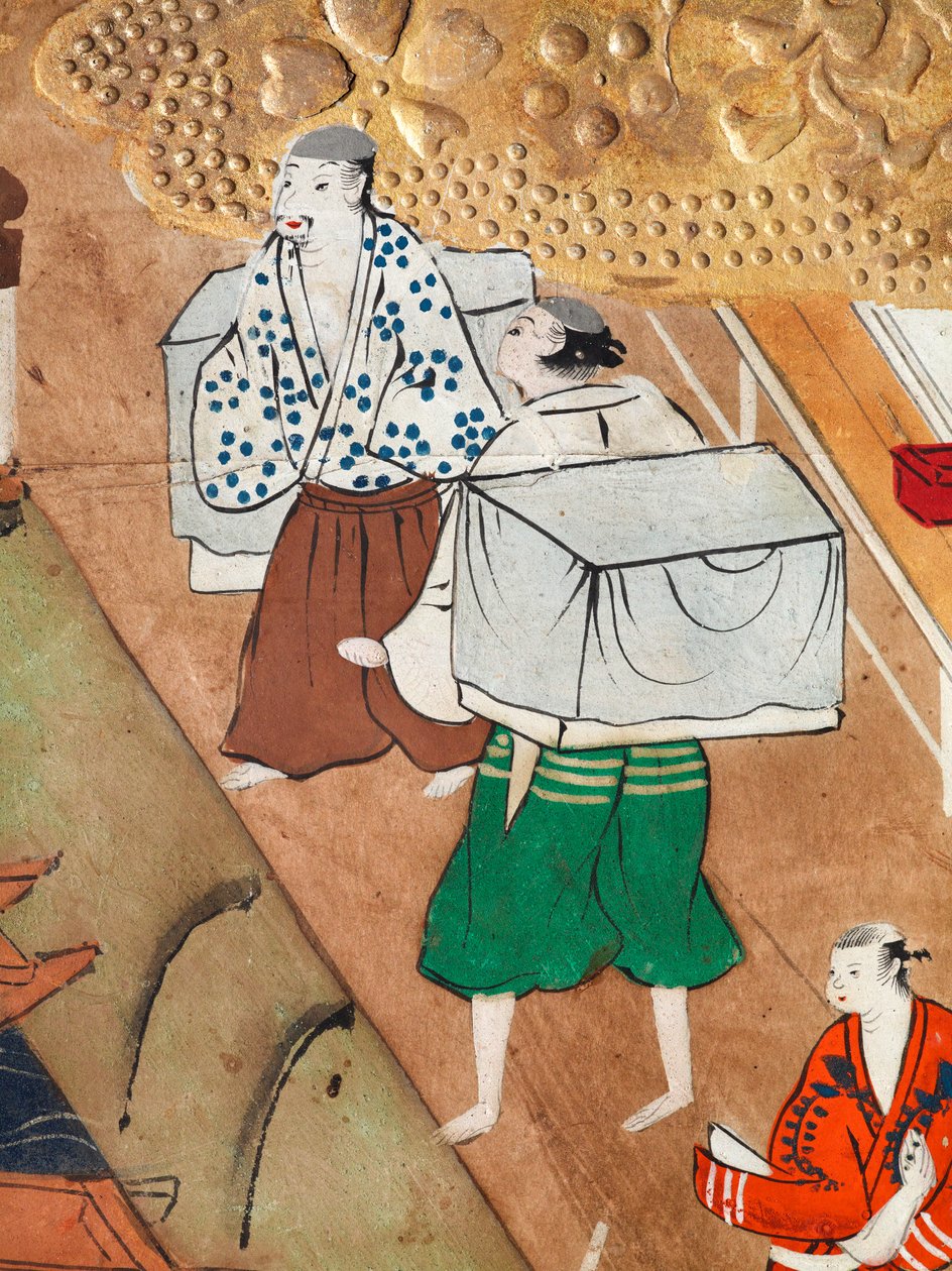 Osakazu Byobu - Japansk foldeskærm med otte paneler (maleri) af Japanese School