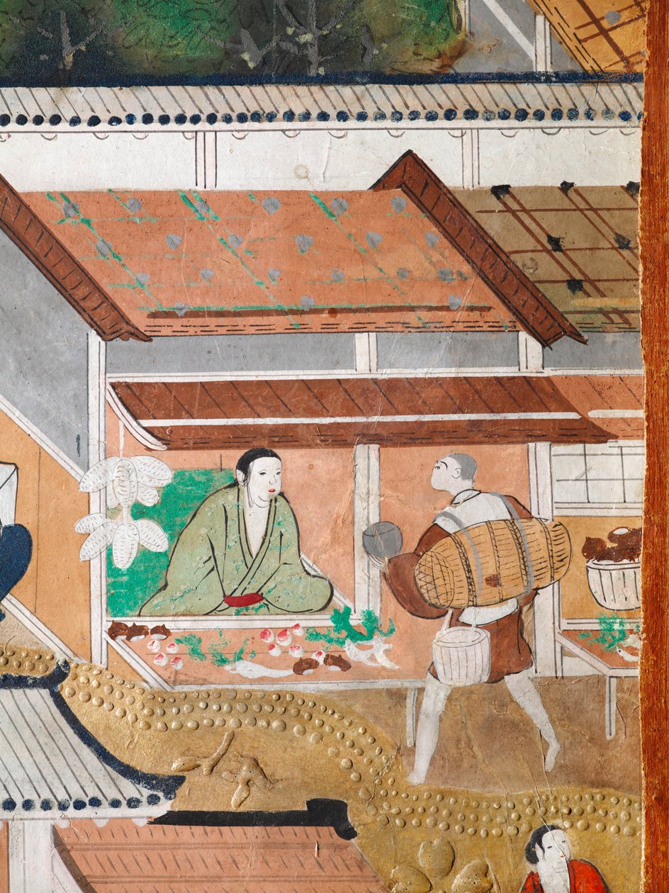 Osakazu Byobu - Japansk foldeskærm med otte paneler (maleri) af Japanese School