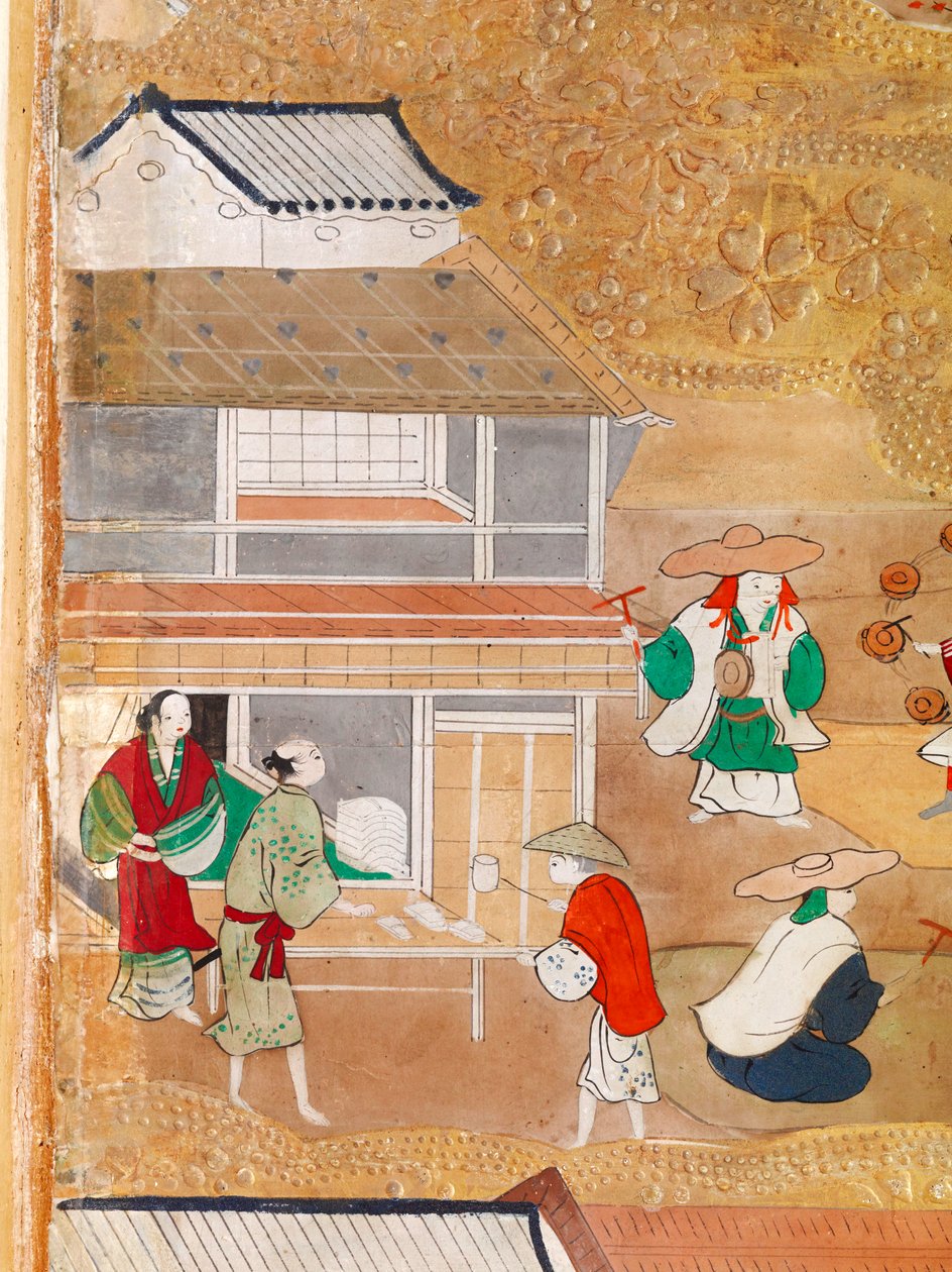 Osakazu Byobu - Japansk foldeskærm med otte paneler (maleri) af Japanese School