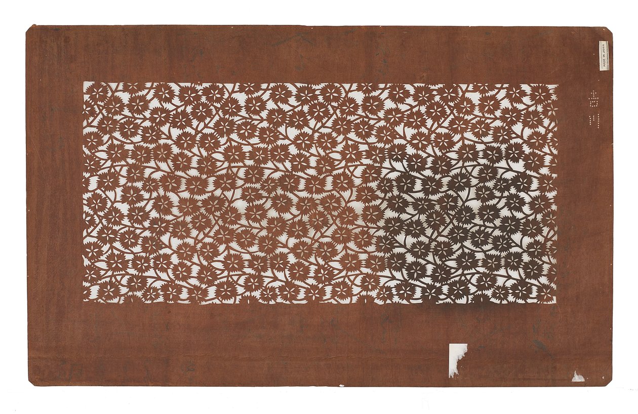 Papirstencil (katagami), slutningen af det 19. århundrede (Mulberry bark papir behandlet med persimmon Juice) af Japanese School