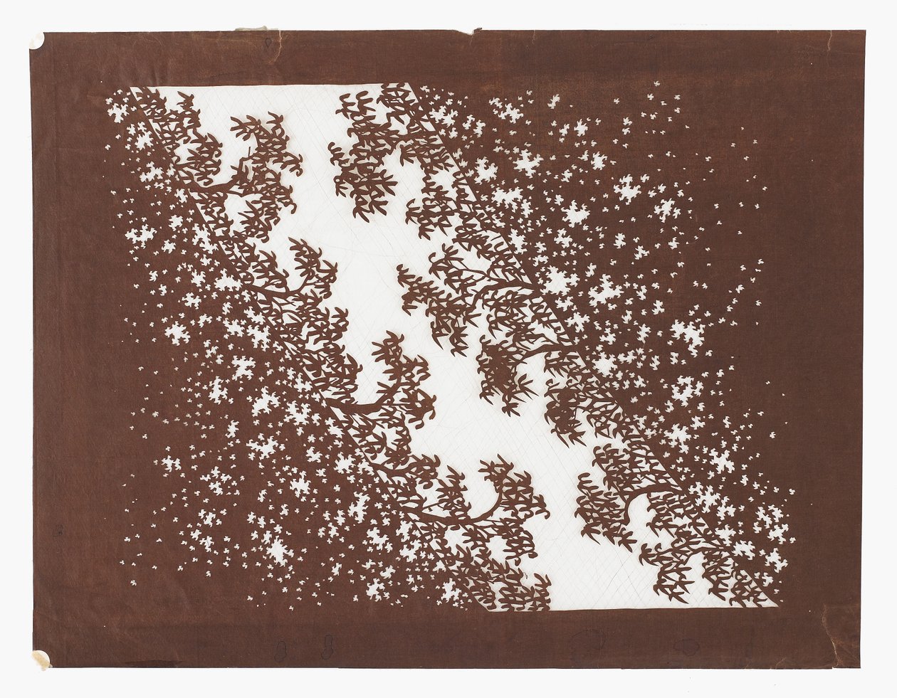 Papirstencil (katagami), slutningen af det 19. århundrede (Mulberry bark papir behandlet med persimmon juice og silketråd) af Japanese School