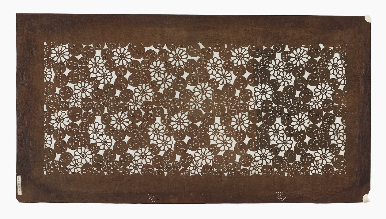 Papirstencil (katagami), slutningen af det 19. århundrede (Mulberry bark papir behandlet med persimmon Juice) af Japanese School