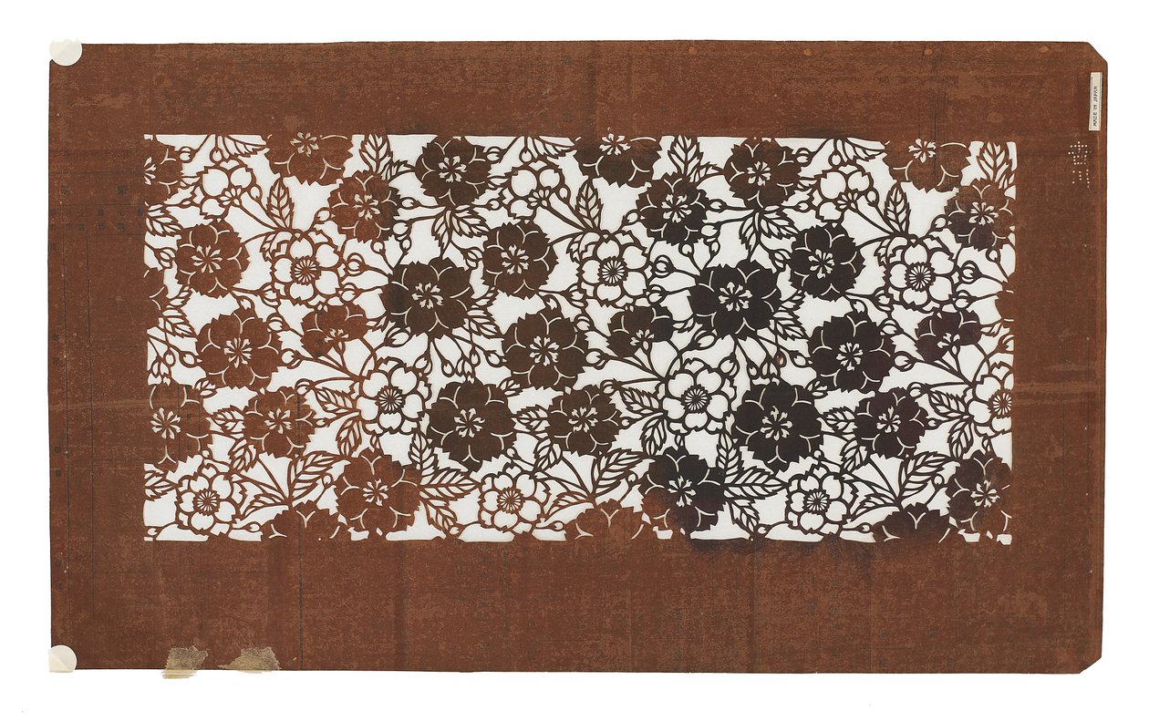 Papirstencil (katagami), slutningen af det 19. århundrede (Mulberry bark papir behandlet med persimmon Juice) af Japanese School