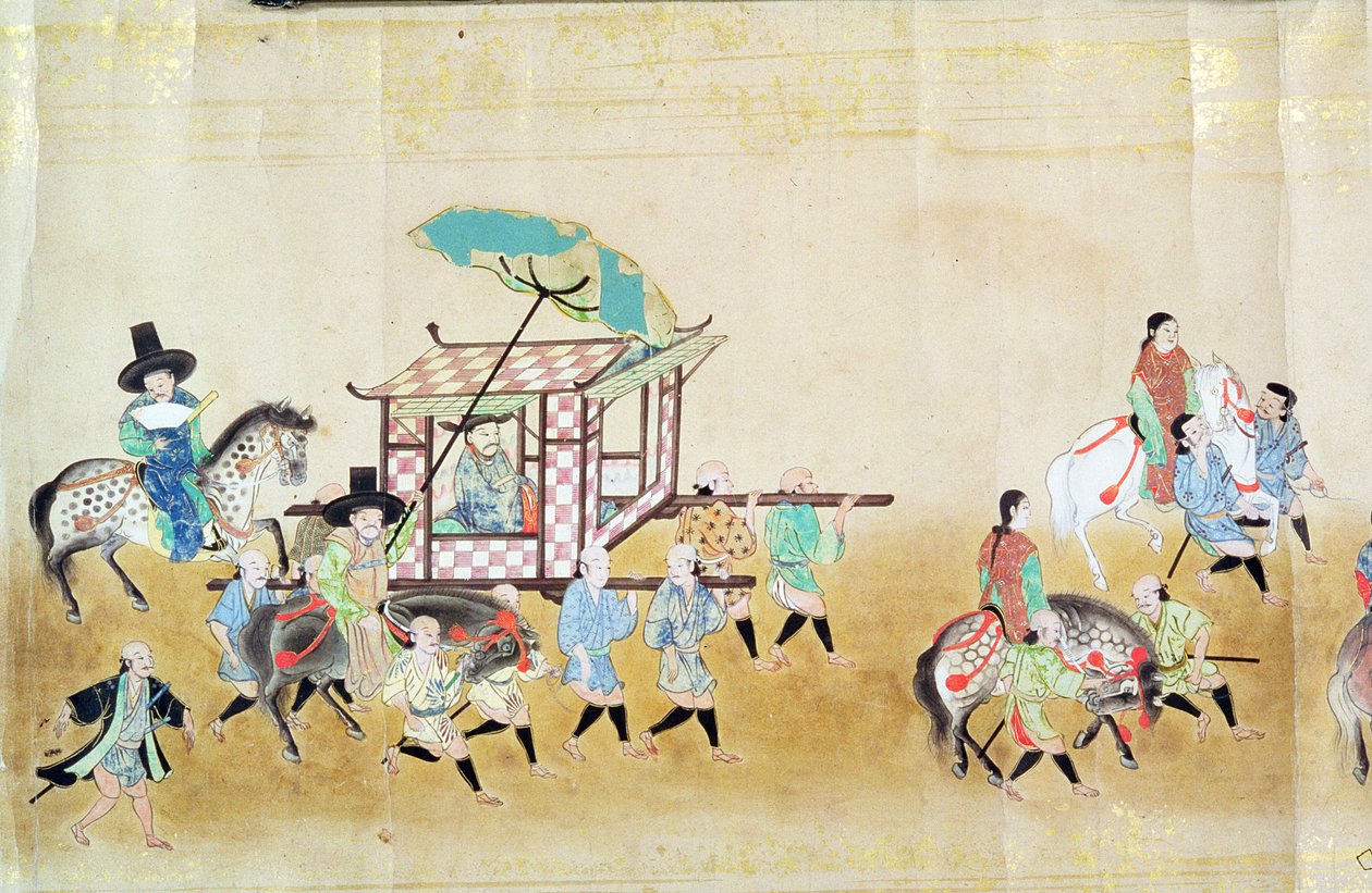 En del af den sjette koreanske ambassade i Japan på tidspunktet for arvefølgen i Tokugawa Ietsuna i 1651, muligvis af Kano Masanobu (1625-94) 1655-57 (rullemaleri) af Japanese School