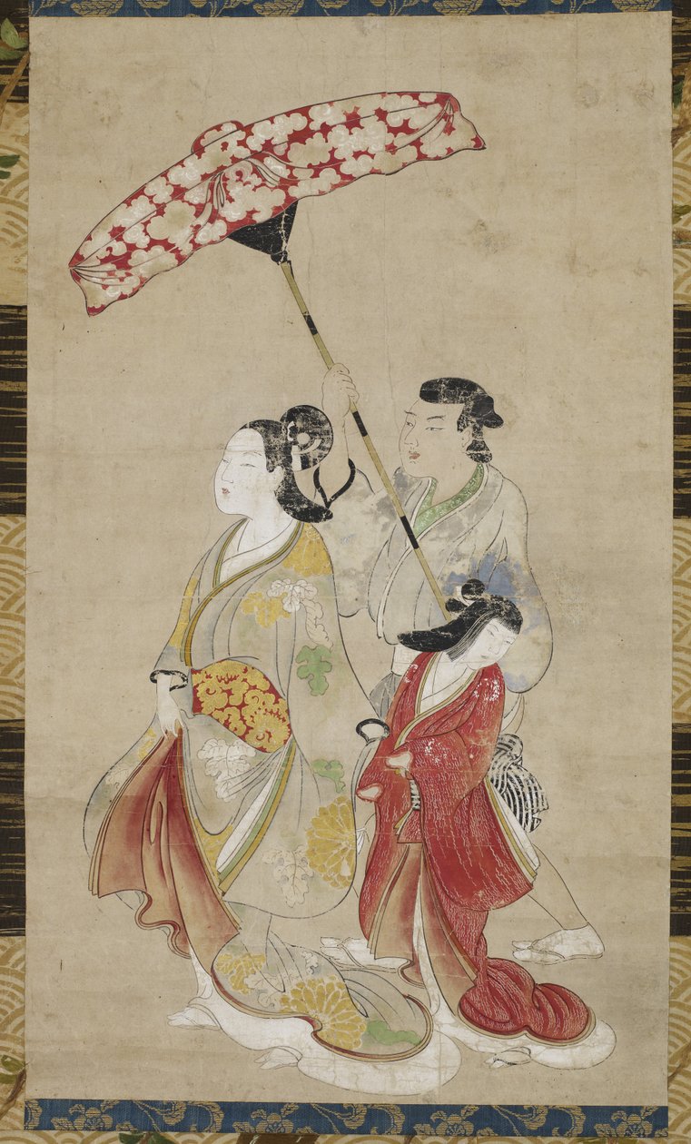 Prostitueret med ledsagere på parade, ca. 1695 af Japanese School