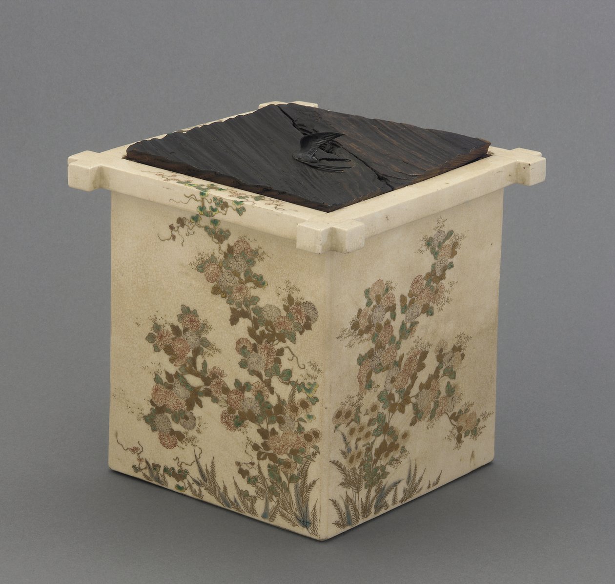 Satsuma ware te-ceremoni-vandkrukke i form af en brøndkant, te-ceremoni-vandkrukke (mizusashi) af Japanese School