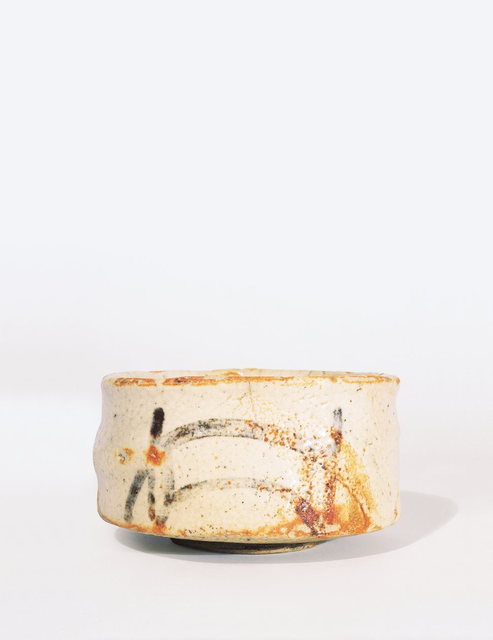 Shino Chawan teskål med lav fodring, Momoyama Period (glaseret stentøj) af Japanese School