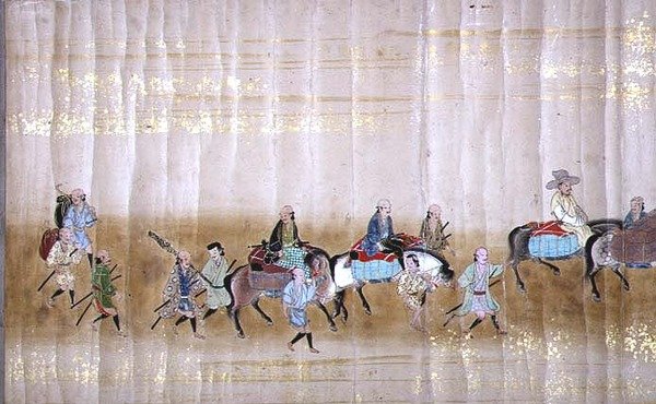 Sjette koreanske ambassade til Japan i Meireki 1 på tidspunktet for Tokugawa Ietsunas tronfølge i 1651, muligvis af Kano Masunobu (1625-94) (rullemaleri) (detalje) (se også 120832) af Japanese School