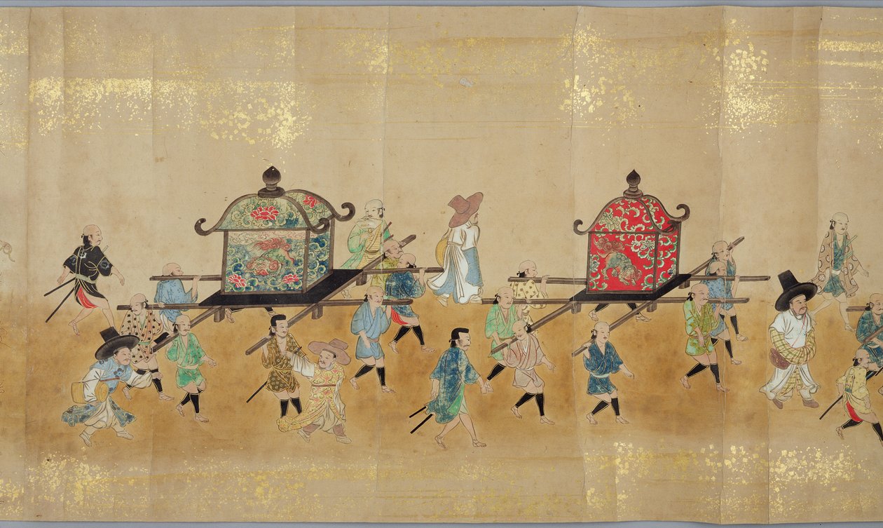 Sjette koreanske ambassade til Japan i Meireki 1 på tidspunktet for Tokugawa Ietsunas arvefølge i 1651, muligvis af Kano Masunobu (1625-94) (rullemaleri) (detaljer) (se også 79774 & 120823) af Japanese School