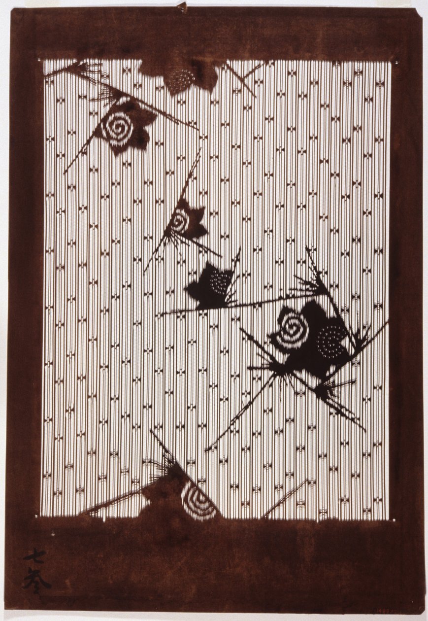 Stencil: Hibiscus og Spurv af Japanese School