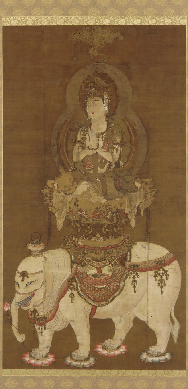 Bodhisattva - Fugen (Fugen Bosatsu) Heian Periode (blæk, guld og sølv på silke) af Japanese School