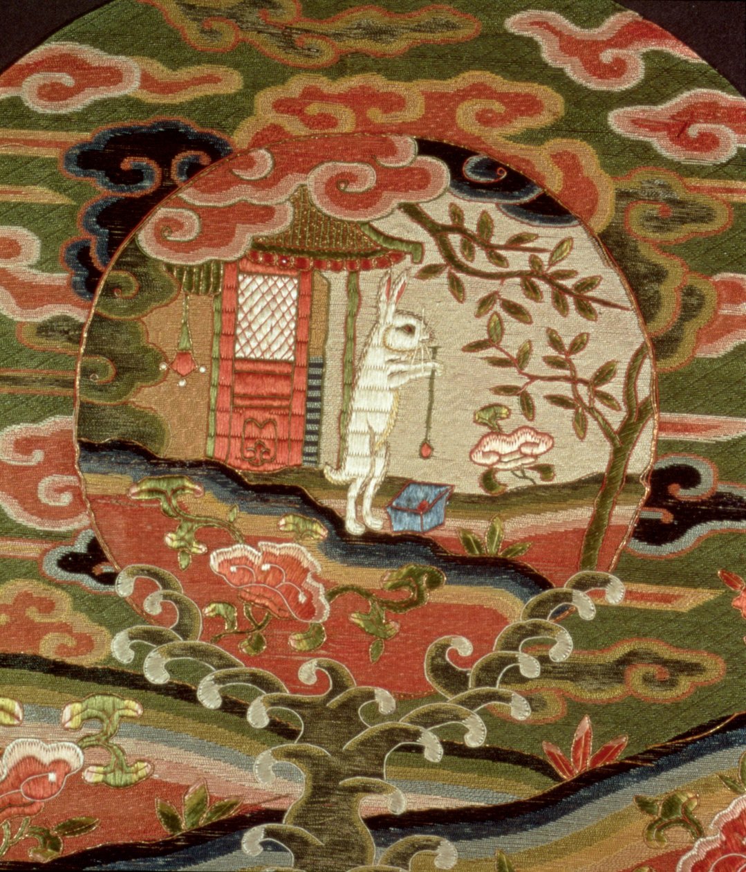 Skildpadden og haren, Edo-perioden (1600-1868) (silkebroderi) (detaljer) af Japanese School