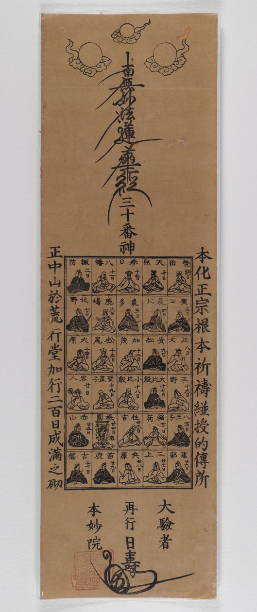 Thirty Gods of the Nichiren Sekt (træbloktryk) af Japanese School