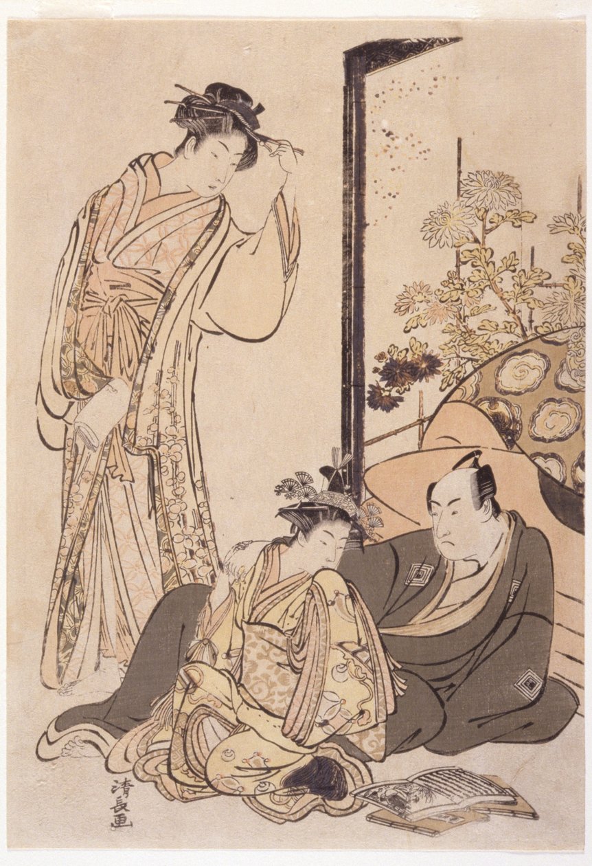 Tre figurer, ca. 1760-1810 (træsnit) af Japanese School