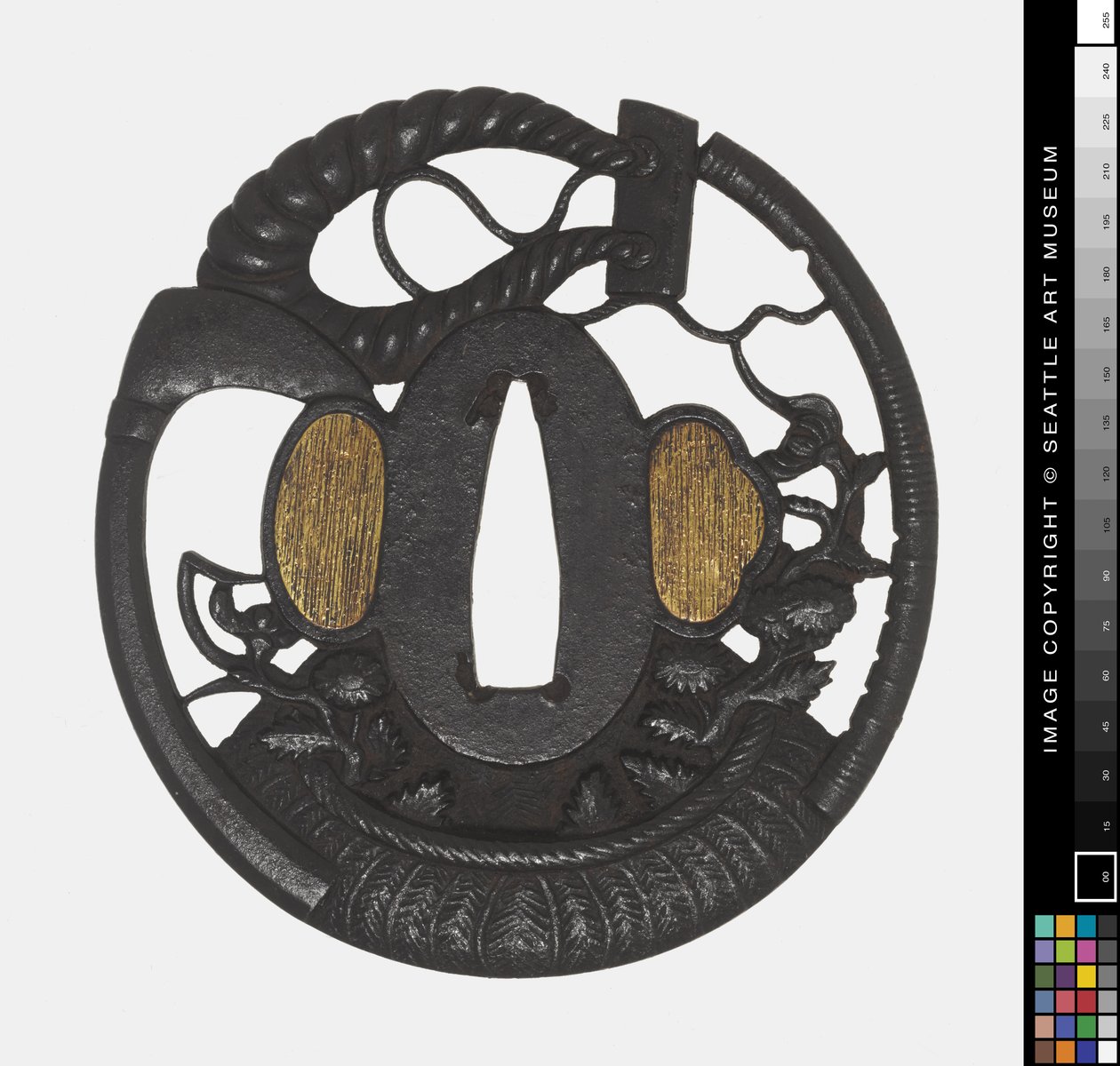 Tsuba: Blomster, Le, Reb, tidlig 18 århundrede (jern) af Japanese School