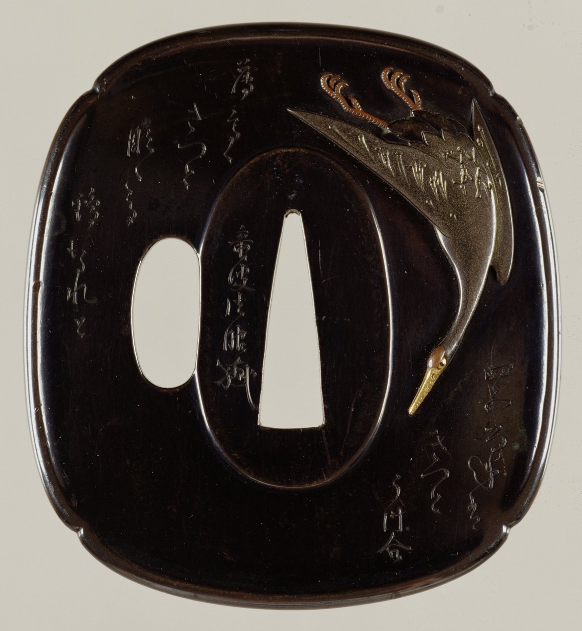 Tsuba Swordguard (shakudo kobber og guldlegering) (for bagside se 241114) af Japanese School