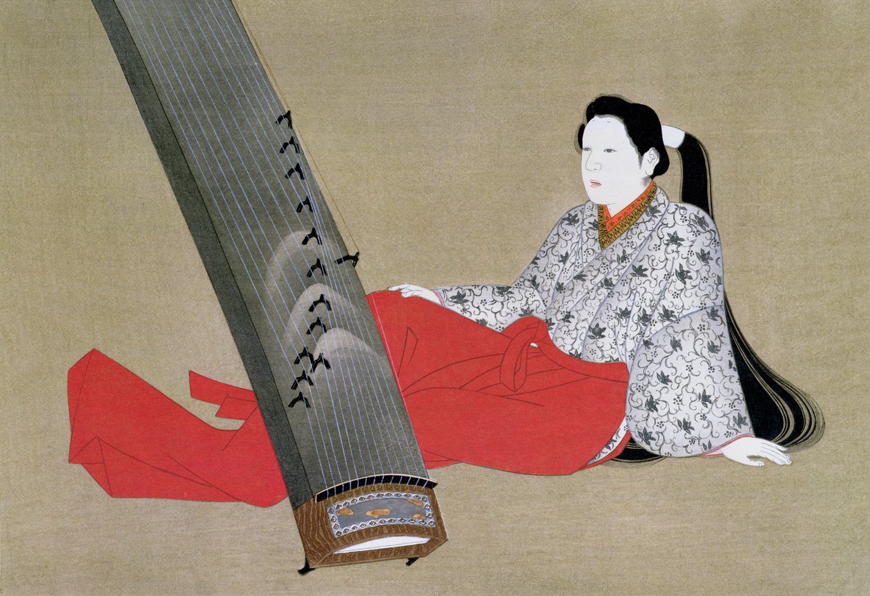 Woman Playing the Koto, gengivet i The Kokka magazine, ca. 1896-97 af Japanese School