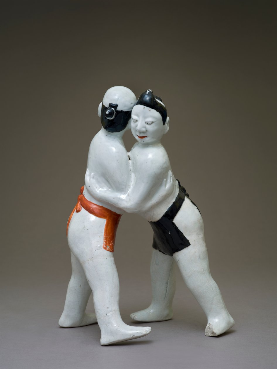 Wrestlere, japansk, sandsynligvis 1600-tallet (lertøj med polykrom underglasur) af Japanese School