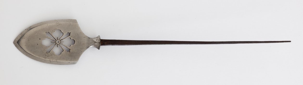 Yanone (pilespids) af flad type (hirane) med gennemboret Hanabishi-design (stål) af Japanese School