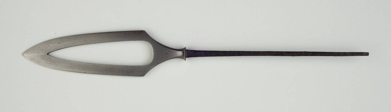 Yanone (pilespids) af flad type (hirane) med gennemboret design (stål) af Japanese School