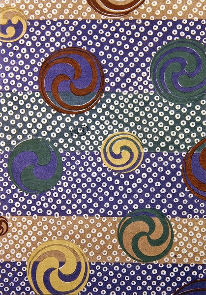 Yin Yang design til stof, slutningen af det nittende århundrede (farvet træsnit) af Japanese School