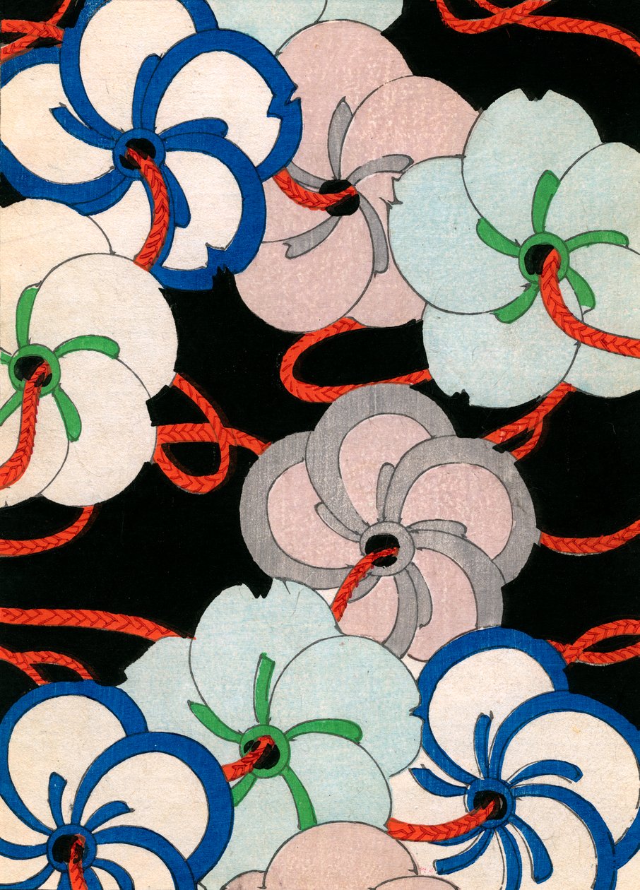 farve træblok print af Camellia Ornamenter af Japanese School