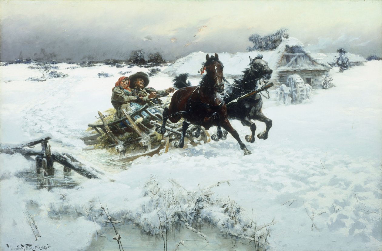 The Sleighride, 1896 af Jaroslav Friedrich Julius Vesin