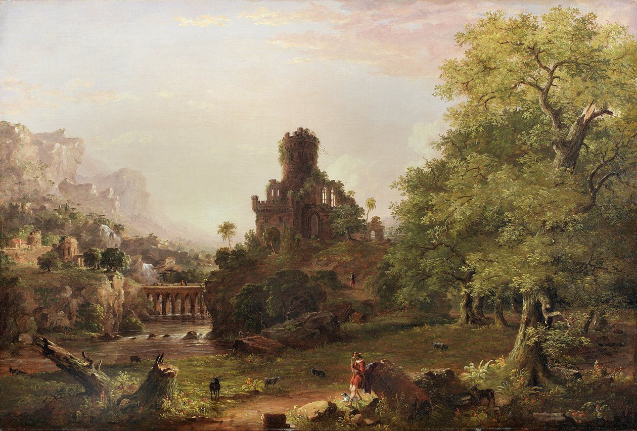 Landskab med ruiner, 1854 af Jasper Francis Cropsey