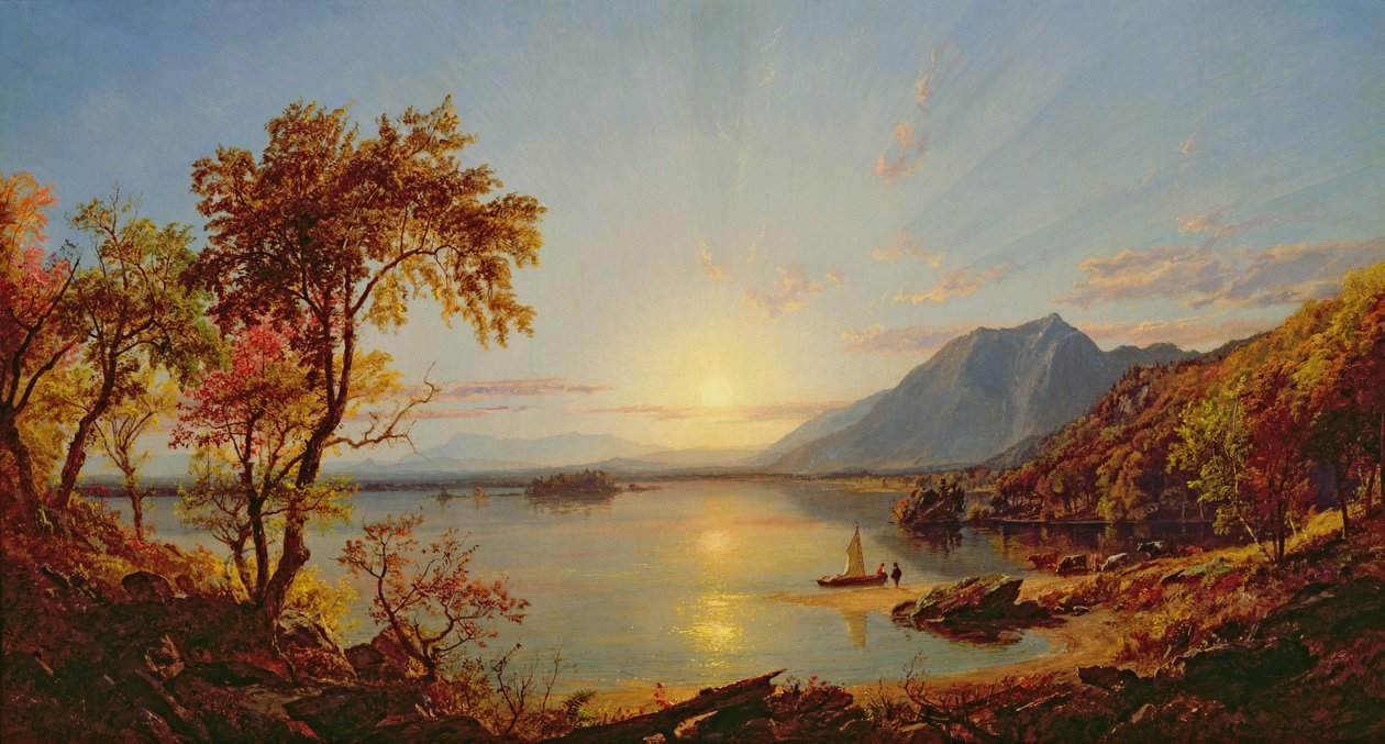Solnedgang, Lake George, New York, 1867 af Jasper Francis Cropsey