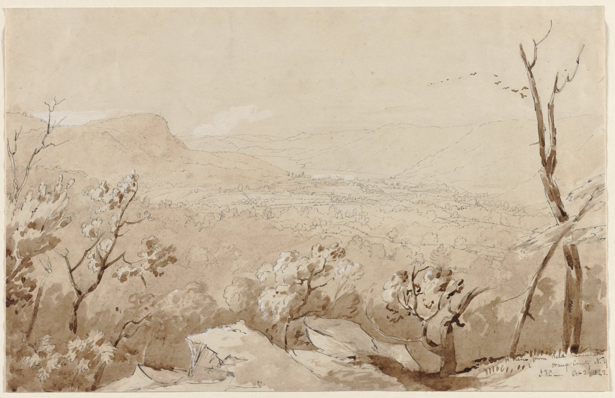 En udsigt fra Bald Mountain, Orange County, N. Y., 1843. af Jasper Francis Cropsey