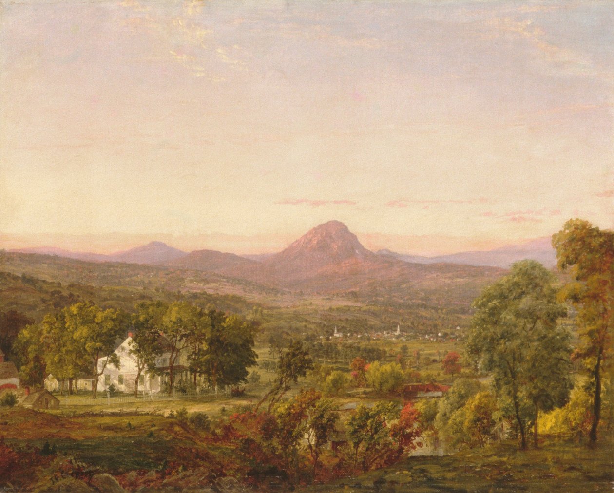 Efterårslandskab, Sugar Loaf Mountain, Orange County, New York, ca. 1870-75 af Jasper Francis Cropsey