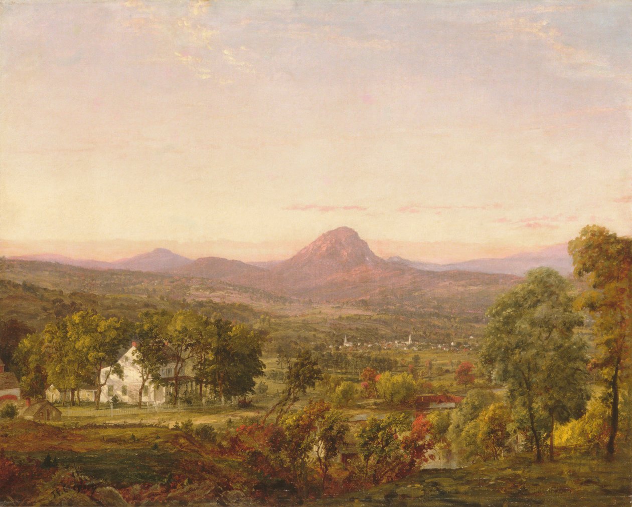 Efterårslandskab, Sugar Loaf Mountain, Orange County, New York, ca. 1870-75. af Jasper Francis Cropsey