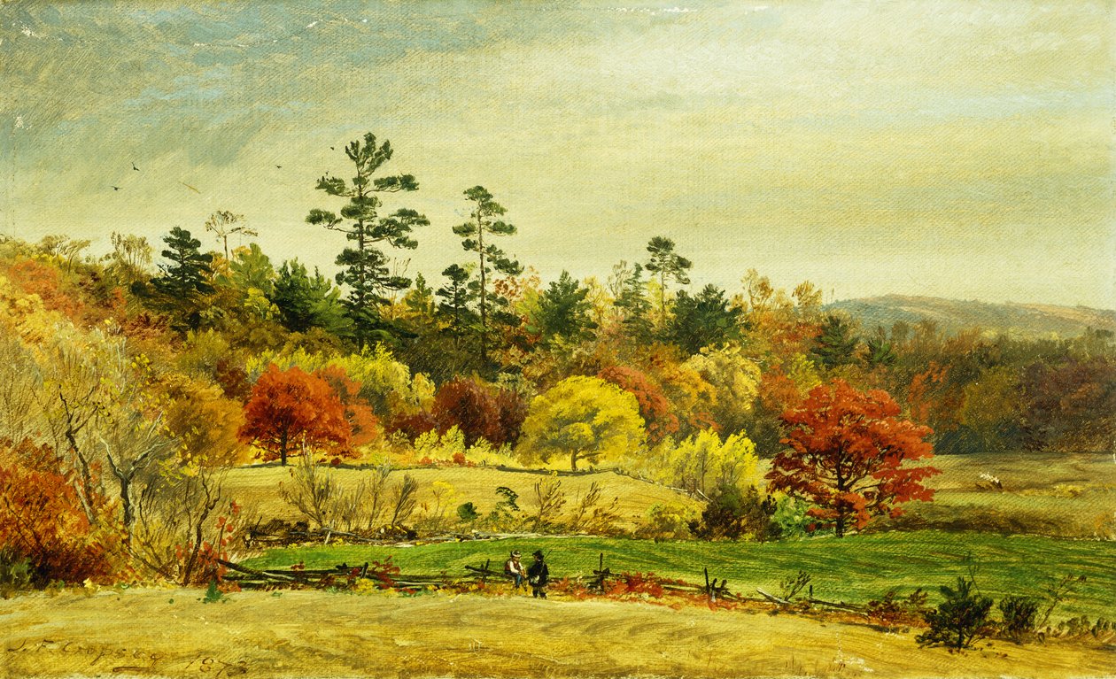 Samtale ved hegnet, 1873 af Jasper Francis Cropsey