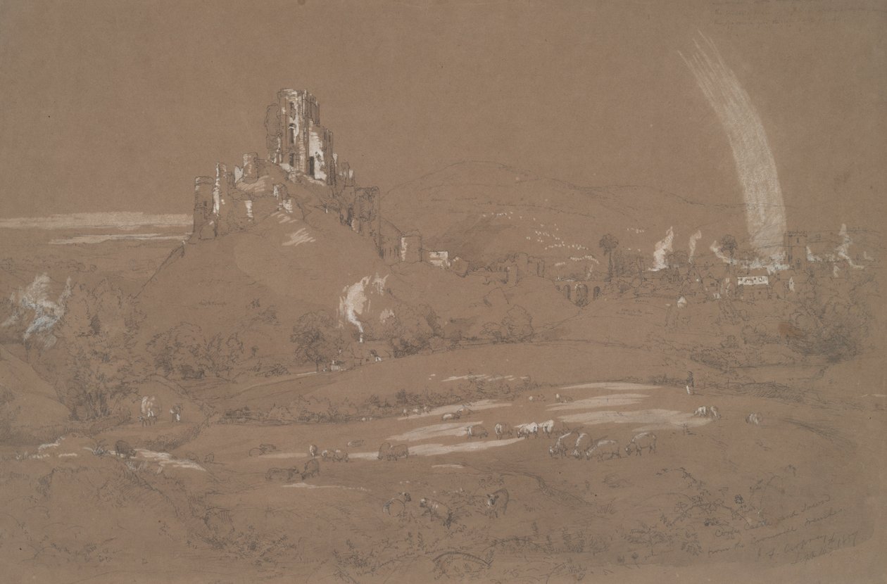 Korfu slot og by fra Cromwell-gravene af Jasper Francis Cropsey