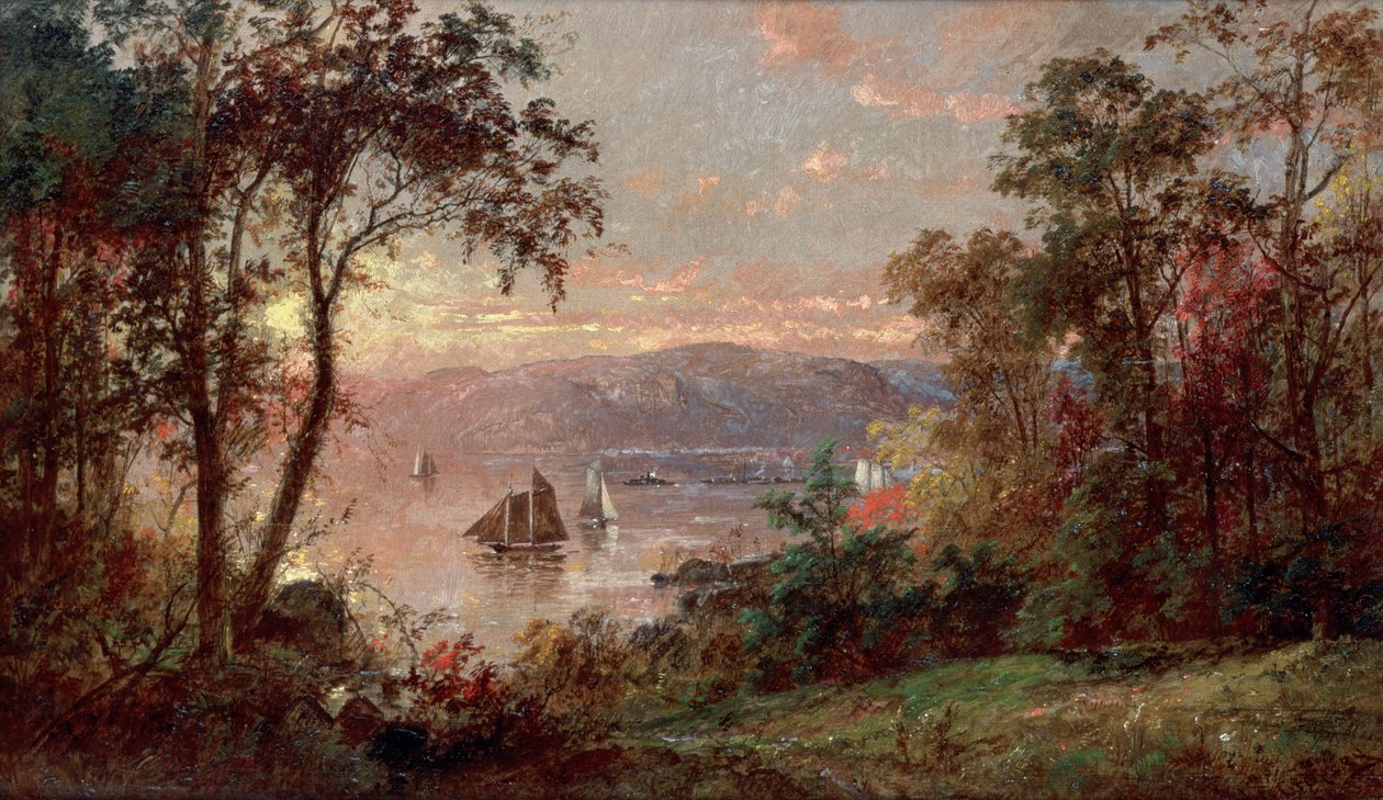 Sejlads (Hudson ved Tappan Zee) 1883 (olie på lærred) af Jasper Francis Cropsey