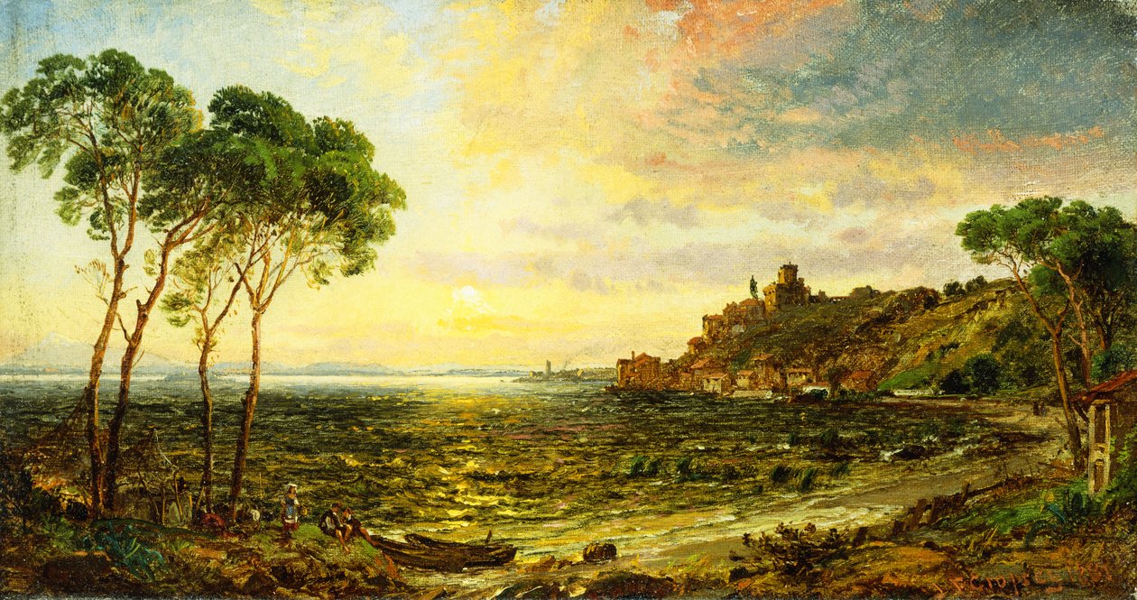 Solnedgang over Lake Thrasemine, 1887 af Jasper Francis Cropsey
