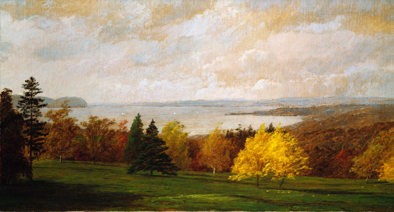 Udsigt over Hudson nær Hastings, 1895 af Jasper Francis Cropsey