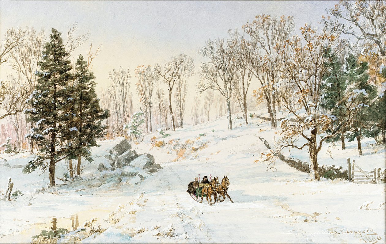 Vinter på Ravensdale Road, Hastings-on-Hudson af Jasper Francis Cropsey
