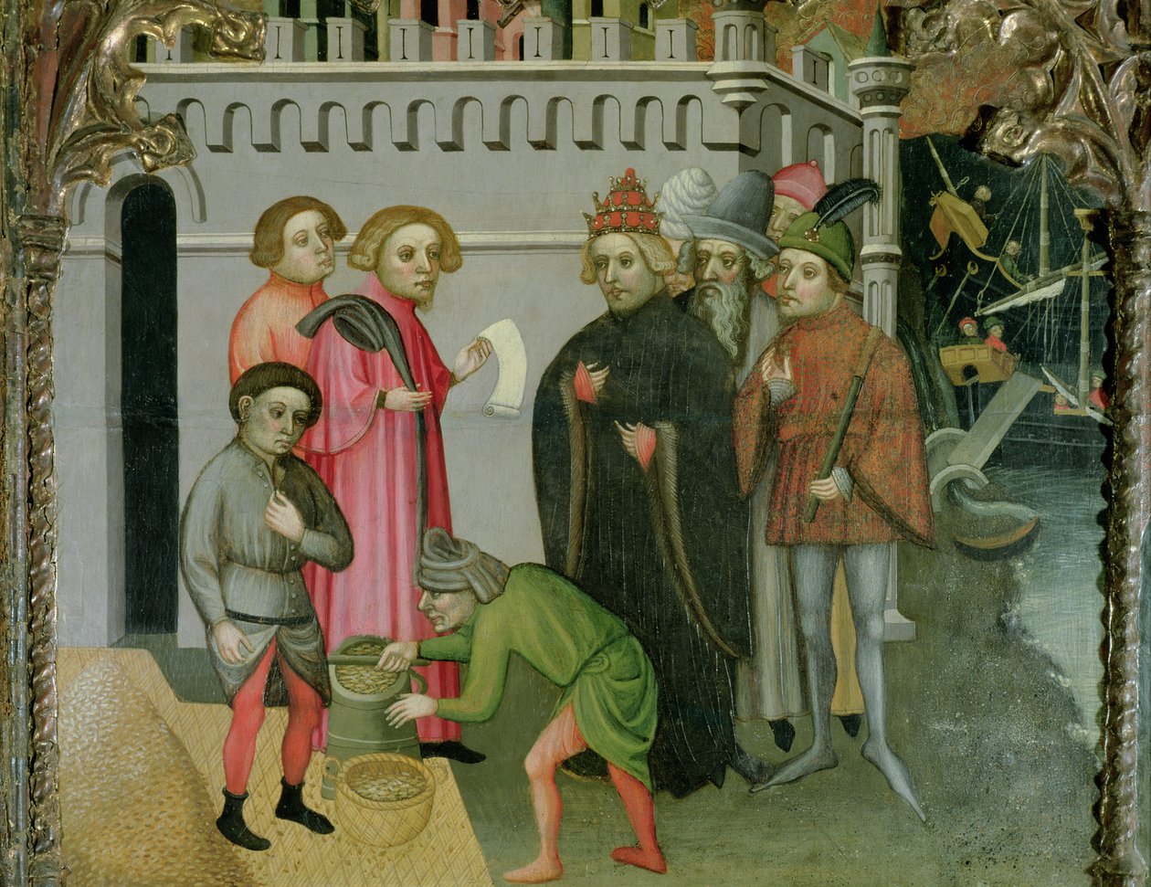 The Miraculous Multiplication of the Grain, detalje fra St. Nicholas of Bari-altertavlen af Jaume Cabrera