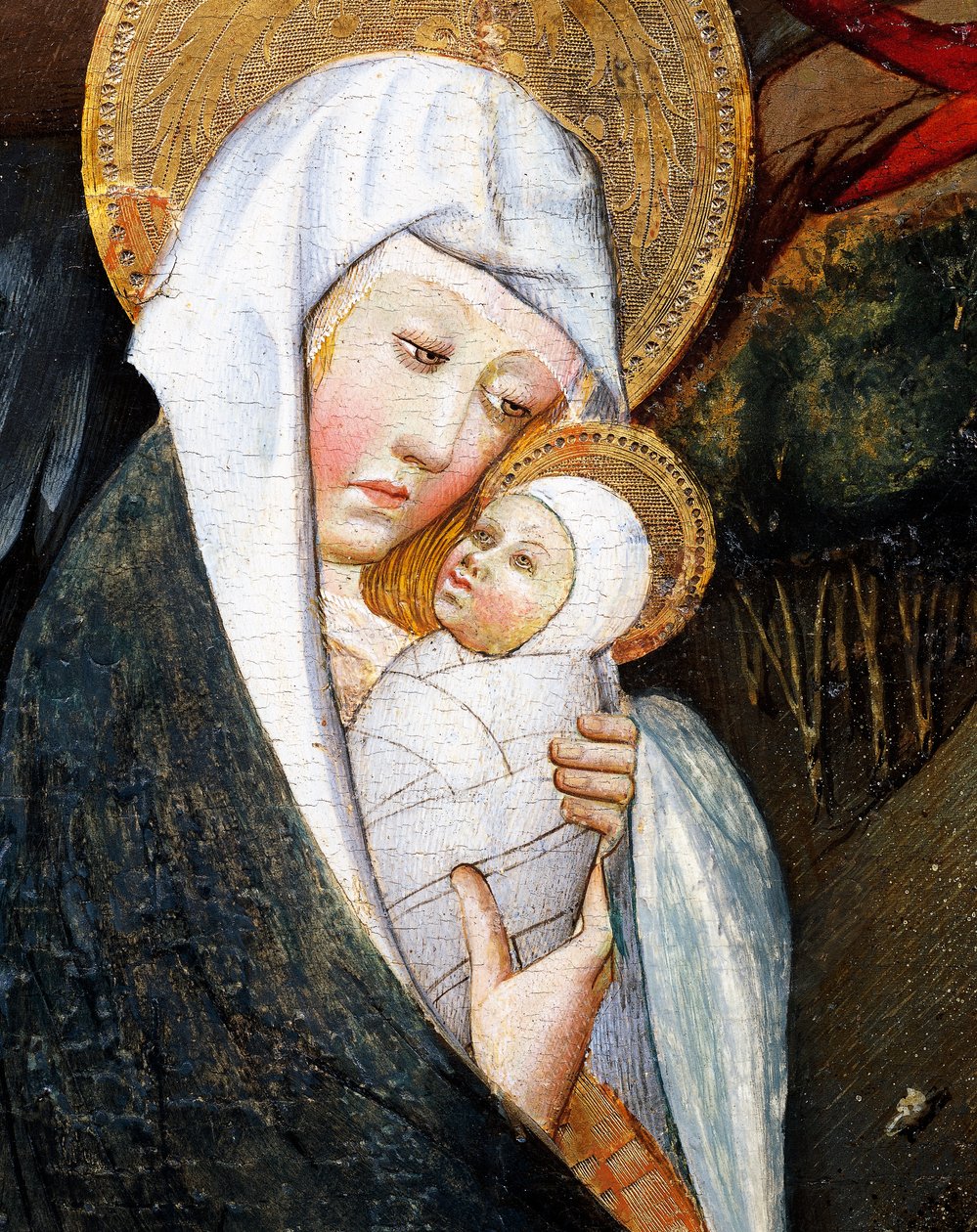 Mary and Child, detalje fra Flight into Egypt, altertavle fra Verdu af Jaume Ferrer
